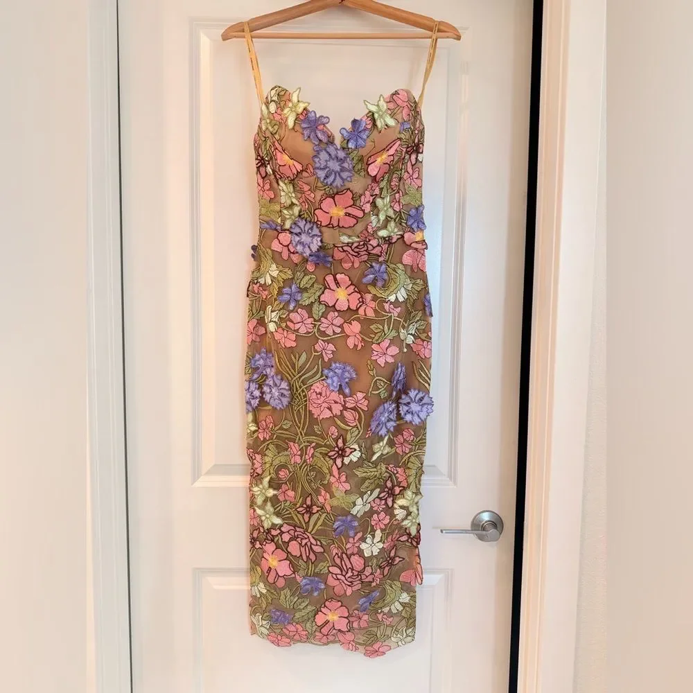 NEW BRONX AND BANCO Iris Floral Maraya Strapless Ankle Midi Dress, wedding guest - Picture 6 of 13